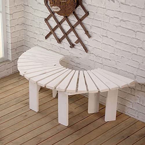 Halbrunde Gartenbank – Massivholz Anti-Korrosion Park Sitz Gebogene Terrasse Fan Form Outdoor Möbel Stilvoller Balkon Blumenhocker für Garten Dekor von Generisch