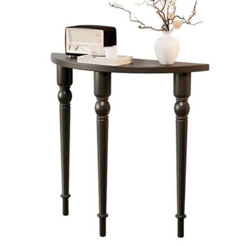 Halbrunder Vintage-Konsolentisch aus Massivholz für Eingangsbereich, Flur und Wohnzimmer, kleines Raumdesign (schwarz, 99,1 x 25,4 x 78,7 cm), elegante traditionelle Möbel von Generisch