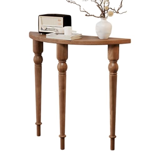 Halbrunder Vintage-Konsolentisch aus Massivholz für Eingangsbereich, Flur und Wohnzimmer, platzsparendes Design (Braun, 120 x 25 x 80 cm) von Generisch