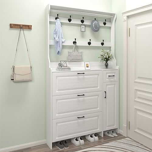Hall Tree Garderobenleiste mit Schuhaufbewahrung – funktionaler Organizer für Flur, Eingangsbereich, Schlafzimmer, Wohnzimmer von Generisch