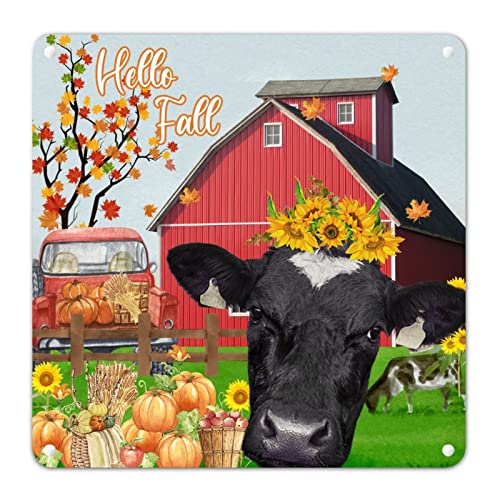 Hallo Fall Kuh mit Sonnenblume Blechschild Herbst Wanddekoration Ahorn Scheune LKW Kürbis Metallschild Rost Thanksgiving Party Dekor Bauernhof Traktor Geburtstag Party Schild für Küche Garten Pool Hallo Fall Kuh mit Sonnenblume Blechschild Herbst Wanddekoration Ahorn Scheune LKW Kürbis Metallschild Rost Thanksgiving Party Dekor Bauernhof Traktor Geburtstag Party Schild für Küche Garten Pool von Generisch