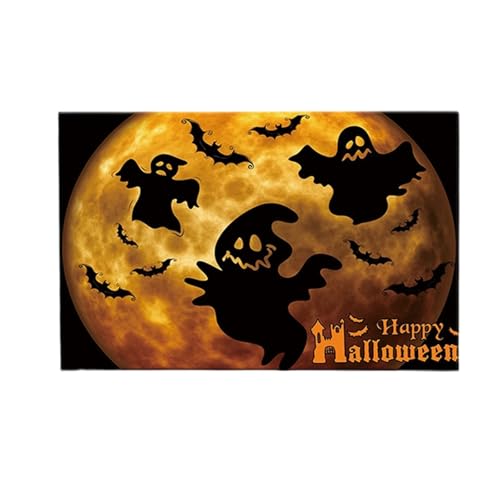 Halloween-Dekorationen für den Innenbereich, Halloween-Herbst-Fußmatte, Badematte, Willkommens-Fußmatten, Bodenteppich für Küche, Eingangshalle, Skelett-Dekoration (gelb, 40 x 60 cm) von Generisch