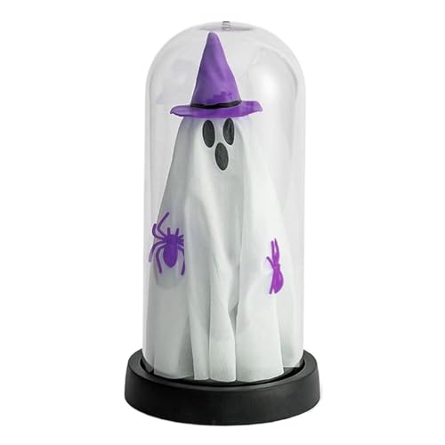 Halloween-Dekorationen für den Innenbereich, beleuchteter Geist in Glasglocke, niedlich mit Licht, Geister-Dekorationen für Urlaub, Glas, Innenbereich, im Glas, Lichter, Glas, Kaminsims, Nacht von Generisch