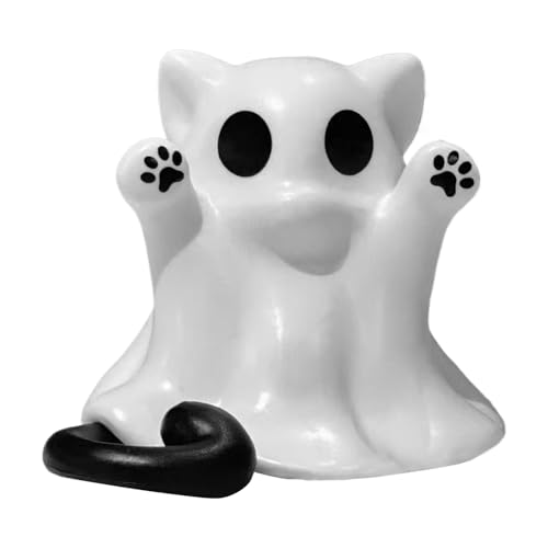 Halloween Figuren - Niedliches Geisterkätzchen Halloween Figur | Skulptur Tischdekoration Für Schrank Sideboard BücherSchreibtisch Wohnzimmer Schlafzimmer von Generisch