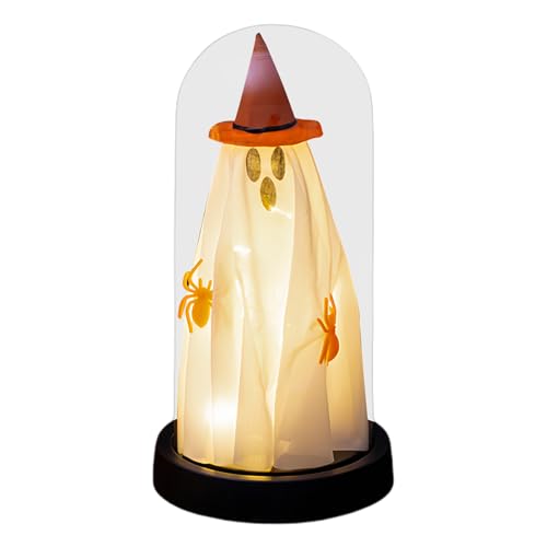 Halloween Geist Dekoration - Gruseliger Leuchtender Geist In Glasglocke Für Schlafzimmer - Halloween-Deko Für Draußen Drinnen Schlafzimmer Küche Escape Room Kaminvorsätze von Generisch