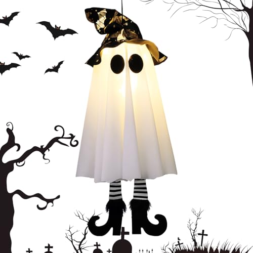 Halloween Hanging Light Up Ghost - Hängende -Dekorationen | Leuchtende | Halloween-Hängelampe Ghosts | LED-Außenornamente für den Außenbereich Halloween Hanging Light Up Ghost - Hängende -Dekorationen | Leuchtende | Halloween-Hängelampe Ghosts | LED-Außenornamente für den Außenbereich von Generisch