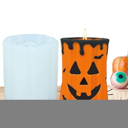 Halloween Kerzen Silikon Form,Halloween 3D Säulen Kürbiskerzen Form - Einfache Entformung Handwerkliches Dekorations Werkzeug Zur Herstellung Von Seife Schokolade Fondant Kuchen von Generisch