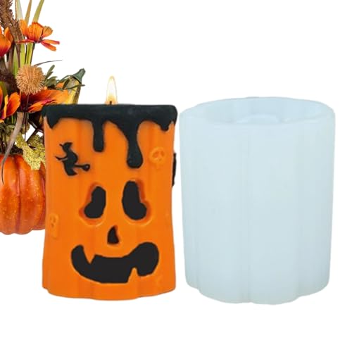Halloween Kerzen Silikon Form,Halloween Kürbiskerzen Form Säulenkerze | Einfache Entformung Handwerkliches Dekorations Werkzeug Zur Herstellung Von Seife Schokolade Fondant Kuchen von Generisch