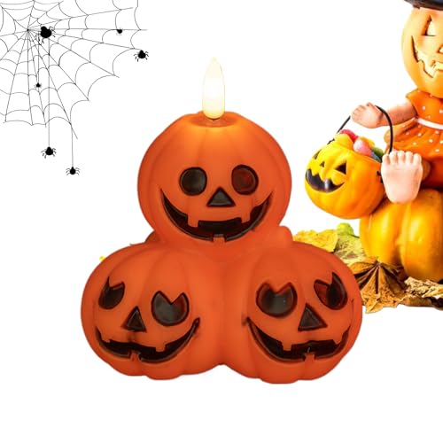 Halloween Kürbis,Halloween Kürbis LED Nachtlicht - flammenlose batteriebetriebene Ambiente Beleuchtung - Innenbereich Kamin von Generisch