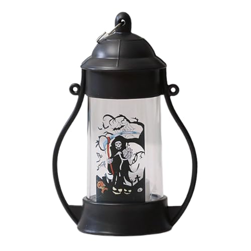 Halloween Lampe - Kürbis Totenkopf LED Laterne Fotodeko,Tischleuchte Deko Halloween Deko Für Party Wohnzimmer Garten Terrasse Kamin Bücherregal von Generisch