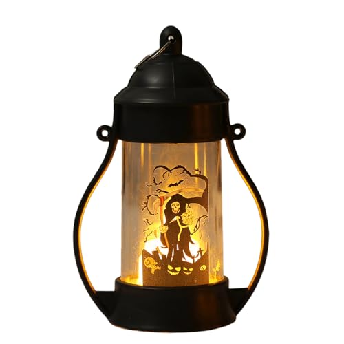 Halloween Lampe - LED Nachtlicht Totenkopf-Kürbis Gespensterlich Deko | Tischleuchte Deko Halloween Für Party Wohnzimmer Garten Terrasse Kamin Bücherregal von Generisch