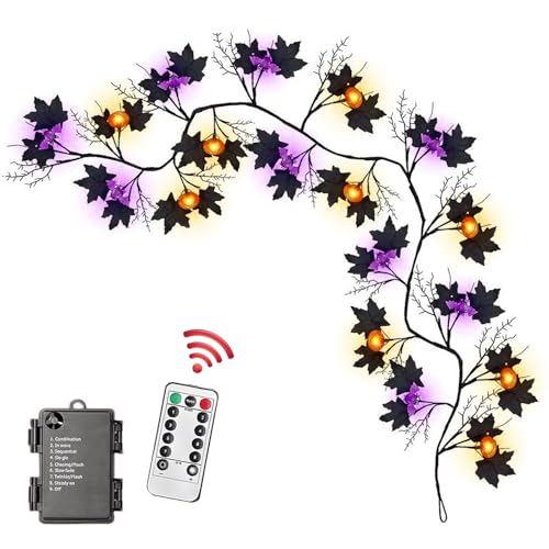 Halloween Lichterkette - Halloween Girlande Mit Kürbissen Fledermäusen LED | 8 Modi wasserdichte Deko Girlande Für Zuhause Fenster Balkon Innen Und Außenbereich Wohnbereich von Generisch