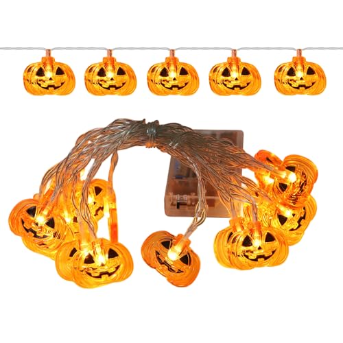 Halloween Lichterkette | Kürbis Mit Geistergesicht Und 20 LED-Lichtern | Batteriebetriebene Saison Für Garten Balkon Fensterbank Terrasse Außenbeleuchtung Gemütliche Atmosphäre von Generisch