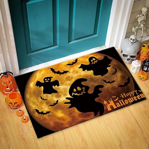 Halloween-Party-Dekoration, Halloween-Herbst-Fußmatte, Badematte, Willkommens-Fußmatten, Bodenteppich für Küche, Eingangshalle, Spinne Dekorationen (gelb, 50 x 80 cm) von Generisch