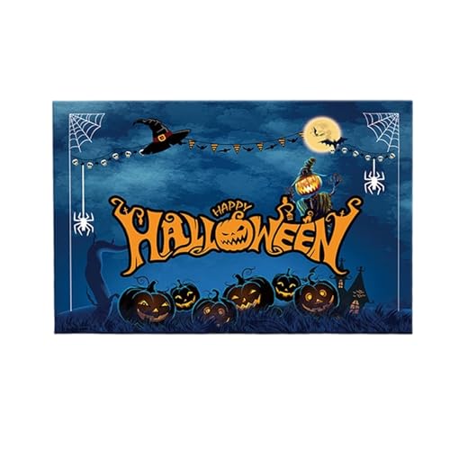 Halloween-Party-Dekorationen, Halloween-Herbst-Fußmatte, Badematte, Willkommens-Fußmatten, Bodenteppich für Küche, Eingangshalle, Nachtlicht (blau, 50 x 80 cm) von Generisch