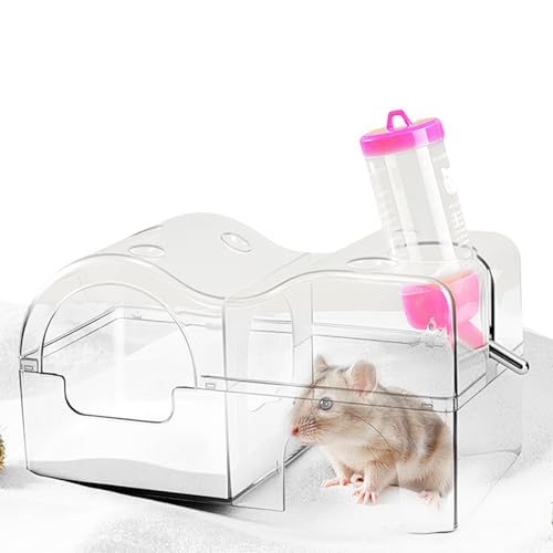Hamster Sandbadbehälter - Transparente Acrylbadewanne | Staubfreie Grabenschüssel für Chinchilla-Gerbilmäuse | Easy-Clean Nicht-Schlupf-Duschbad, langlebiges Käfigdekor mit Schaufel von Generisch