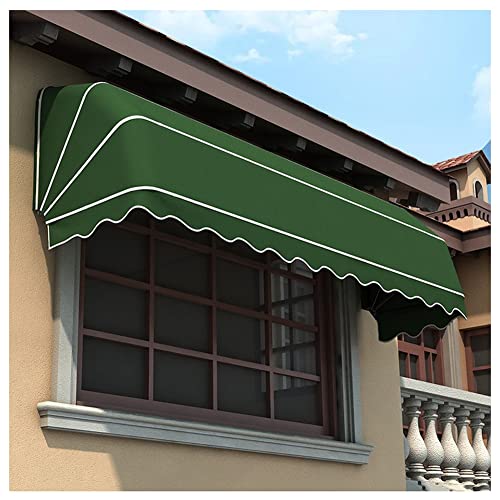 Handelsübliche Terrassenmarkise, manuell, zusammenklappbar, für Fenster, Tür, Terrasse, Balkon, vollständig montiert, 280 g Polyestergewebe (Grün, 90 x 60 x 60 cm) von Generisch