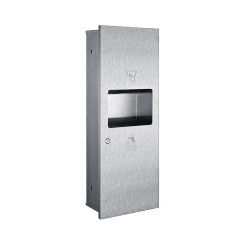 Handelsüblicher Handtuchspender aus Edelstahl und versenkter Mülleimer, abschließbar, Badezimmer-Regal, 31 x 14 x 75,2 cm, robuster Abfallbehälter für den geschäftlichen Gebrauch von Generisch