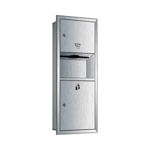 Handelsüblicher Handtuchspender und Edelstahl-Mülleimer, abschließbar, Badezimmer-Regal, 33 x 11,9 x 74,9 cm, effiziente Abfallmanagement-Lösung für Toiletten von Generisch