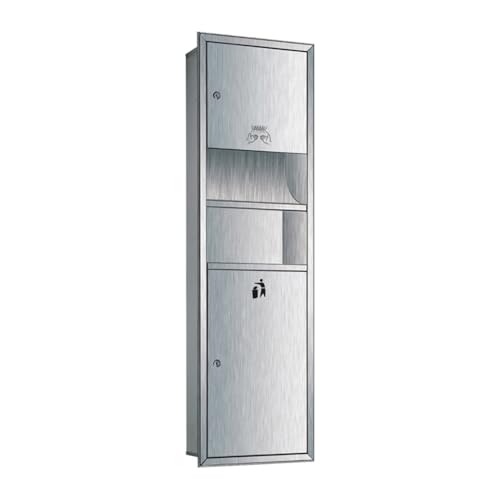 Handelsüblicher Handtuchspender und Mülleimer aus Edelstahl, abschließbar, Badezimmer-Regal, stilvoller Abfallbehälter (34,5 x 14,5 x 119,9 cm) von Generisch