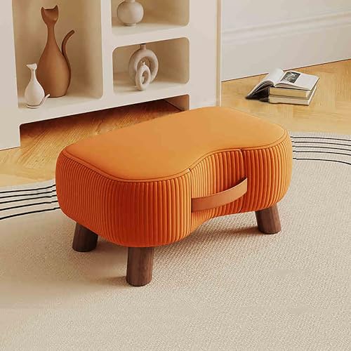 Handfußhocker – Mehrzweck-Fußhocker, gepolstert, klein, Massivholz, Schuhwechselhocker und Aufbewahrungsbank für Wohnheim-Essentials von Generisch