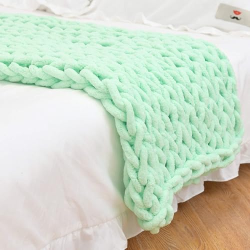 Handgefertigte Grobstrickdecke – super großer, sperriger Garn, Überwurf für Schlafzimmer, Sofa, Haustiermatte und Yoga-Teppich von Generisch