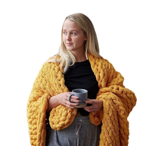Handgefertigte Grobstrickdecke – super großer, sperriger Garn, Überwurf für Schlafzimmer, Sofa, Haustiermatte und Yoga-Teppich von Generisch
