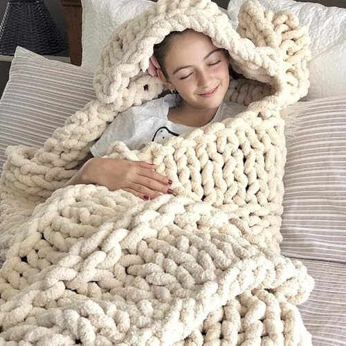 Handgefertigte Grobstrickdecke – super großer, sperriger Garn, Überwurf für Schlafzimmer, Sofa, Haustiermatte und Yoga-Teppich Handgefertigte Grobstrickdecke – super großer, sperriger Garn, Überwurf für Schlafzimmer, Sofa, Haustiermatte und Yoga-Teppich von Generisch