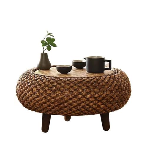 Handgefertigter Vintage Rattan Couchtisch mit Stauraum - Stilvoller Beistelltisch für Wohnzimmer, Balkon und Cafés von Generisch