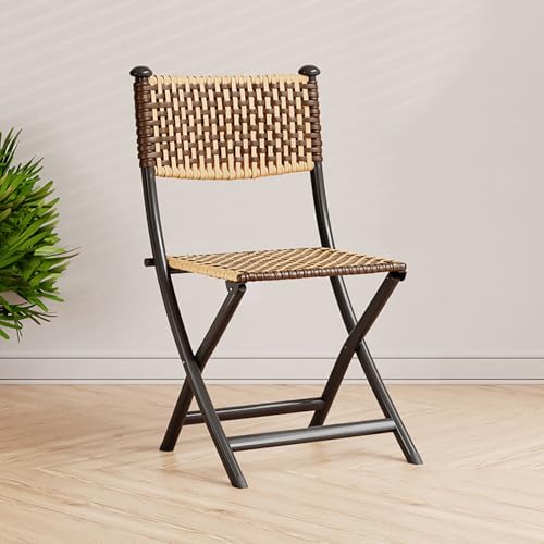 Handgewebter Rattan-Klappstuhl mit Rückenlehne, tragbar und langlebig für Freizeit im Freien, perfekt für Terrasse, Rasen, Balkon, Pool, Hinterhof und Camping Handgewebter Rattan-Klappstuhl mit Rückenlehne, tragbar und langlebig für Freizeit im Freien, perfekt für Terrasse, Rasen, Balkon, Pool, Hinterhof und Camping von Generisch
