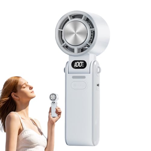 Handheld Fan Rechargeable, Lightweight Cooling Fan, Foldable Compact Design, Powerful Airflow Accessory, Stepless Speed Device for Desk Camping Beach Travel Outdoor von Generisch