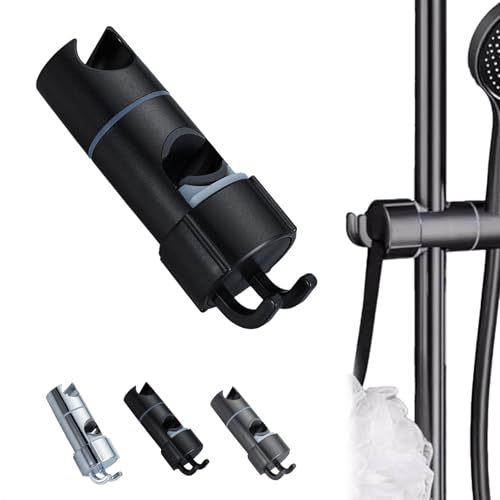 Handheld Shower Head Holder,Height Adjustable Shower Wand Bracket,Showers Holder That Requires No Tools for Installation,Slide Bar Showers Sprayer Holders with Hook (Black) von Generisch