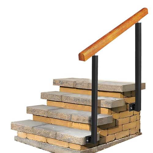 Handlauf Outdoor Haltegriff Massivholz Treppengeländer Kit für 2 oder 5 Stufen Übergangshandgeländer mit Schmiedeeisernen Pfosten Handlauf Outdoor Haltegriff Massivholz Treppengeländer Kit für 2 oder 5 Stufen Übergangshandgeländer mit Schmiedeeisernen Pfosten von Generisch