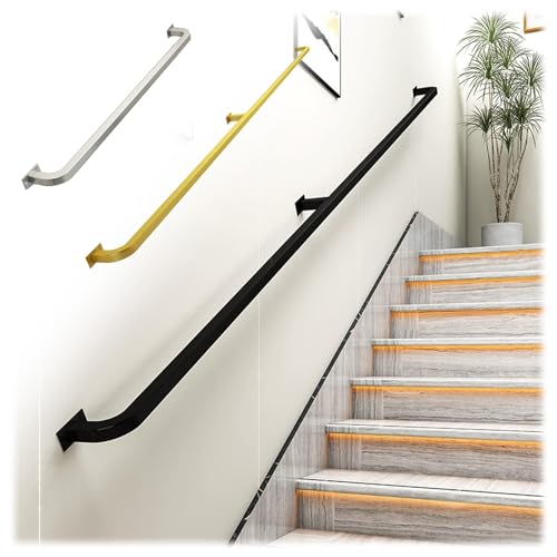 Handlauf Schmiedeeisen Treppengeländer For Den Innen Außen, Wandhandlauf Wohnung Draußen Handläufe Treppen Handlauf Geländer Bausatz Rutschfest(Silber,120cm/47.2in L) von Generisch