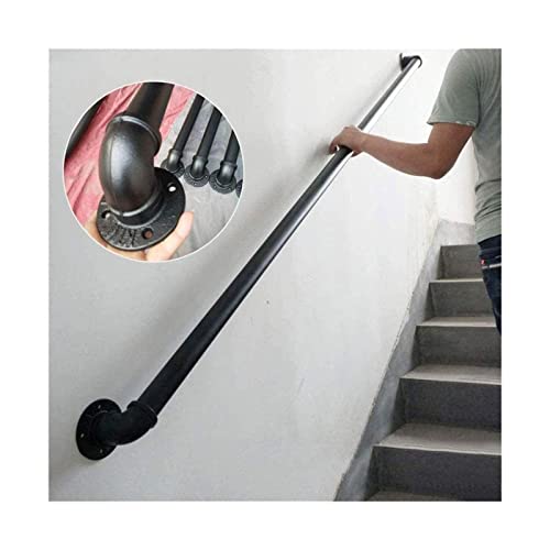 Handlauf Treppenhandlauf an der Wand Handlaufset for den Innenbereich Stabil ohne Wackeln Hoch(Black,15ft/450cm) von Generisch