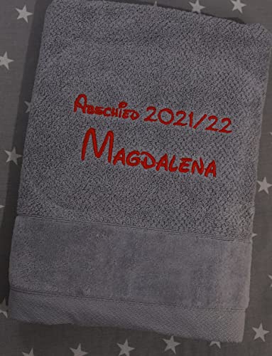 ★ Handtuch mit Namen Bestickt ★ Duchtuch ★ Geschenk ★ Badetuch ★ 550 g/m2 ★ SUPER QUALITÄT ★ (70 x 140 cm, Hellgrau) von Generisch