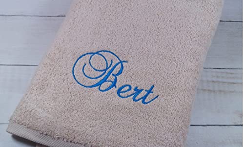 Handtuch mit Namen Bestickt Duschtuch Geschenk Badetuch 500 g/m2 (Sand, 70 x 140 cm) von Generisch