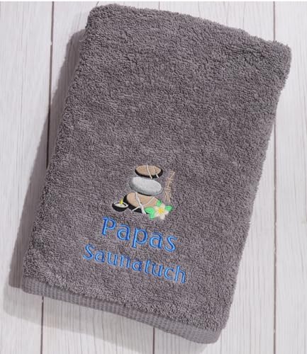 ★ Handtuch mit Namen und Motiv Bestickt ★ Duchtuch ★ Geschenk ★ Badetuch ★ 500 g/m2 ★ (70 x 140 cm, Grau) von Generisch