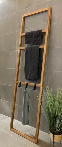 Handtuchhalter Eiche massiv – Handtuchleiter aus Holz mit 3 Metallhaken – Handtuchständer rustikal – Badezimmer Deko aus Naturholz - Höhe 170 cm Breite 50 cm Handtuchhalter Eiche massiv – Handtuchleiter aus Holz mit 3 Metallhaken – Handtuchständer rustikal – Badezimmer Deko aus Naturholz - Höhe 170 cm Breite 50 cm von Generisch