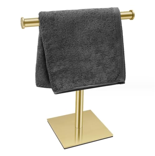 Handtuchhalter aus Edelstahl, freistehend, Handtuchhalter mit quadratischem T-förmigem Design für Badezimmer-Arbeitsplatten, langlebiger und stilvoller Handtuchständer von Generisch
