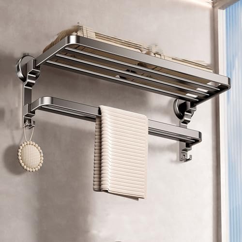 Handtuchhalter ohne Bohren: Wandmontierter, faltbarer Handtuchhalter, Aluminium, Duschregal, Saugnapf, Handtuchstange, stilvoll und Badezimmer von Generisch