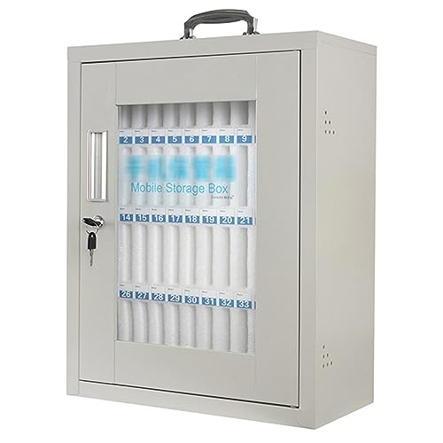 Handy-Aufbewahrungsschrank - 48-Bit abschließbarer Safe für Studenten & Mitarbeiter Tragbarer Wandschrank Silber Handy Sichere Aufbewahrungslösung von Generisch