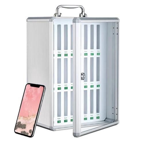 Handy-Schrank mit Griff und Schloss, Wand- oder Schreibtischhalterung, 24 Steckplätze, ideal für Schule und Büro, sichere Telefonspind-Lösung von Generisch