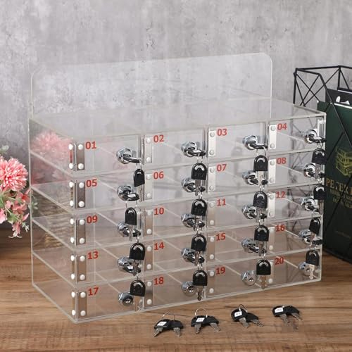 Handy-Spind aus Acryl, Wandmontage, mit Türschlössern und Schlüsseln, 20 Fächern, für Büro, Schule, Klassenzimmer Handy-Spind aus Acryl, Wandmontage, mit Türschlössern und Schlüsseln, 20 Fächern, für Büro, Schule, Klassenzimmer von Generisch