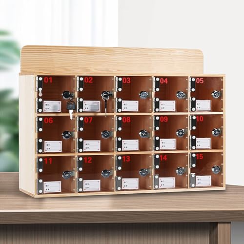 Handy-Spindbox, Aufbewahrungsbox aus Holz mit Türschlössern und Schlüsseln für Klassenzimmer und Büro von Generisch