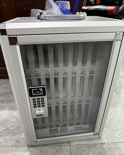 Handyspind mit 36 Fächern – tragbarer Sicherheitsschrank mit Schloss für Polizeistationen & ms Passwortgeschützter Safe für Handys von Generisch