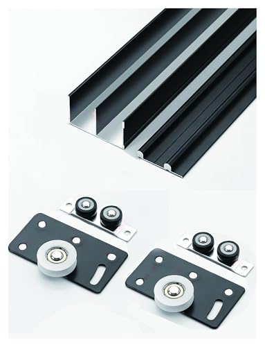 Hardware-Kit for Schiebetürschienen for Kleiderschränke, 2-Schienen-Aluminiumschienen mit Riemenscheibenprogramm, Reparatur der Glasschiebetürschiene, Führung for Terrassenglas-Fliegengitter(Black,120 Hardware-Kit for Schiebetürschienen for Kleiderschränke, 2-Schienen-Aluminiumschienen mit Riemenscheibenprogramm, Reparatur der Glasschiebetürschiene, Führung for Terrassenglas-Fliegengitter(Black,120 von Generisch