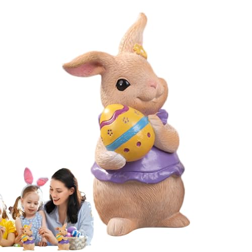 Harz Häschen Dekorationen Niedliche Ostern Ornament Dekorative Kaninchen Statue Kaninchen Figuren Ornament Osterhase Statue für Zuhause Tischplatte (8.0x8.0x15.0 cm) Weiß, von Generisch