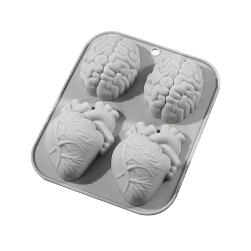 Harzform Licht Kerze – Backform Silikon Halloween Formen Set Gehirn Herz | 4 Hohlräume Schokolade Spektralwerkzeug Handwerk Kit Dekorieren Harzform Licht Kerze – Backform Silikon Halloween Formen Set Gehirn Herz | 4 Hohlräume Schokolade Spektralwerkzeug Handwerk Kit Dekorieren von Generisch