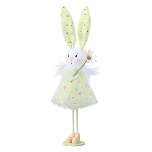 Hasen-Tischdekoration, Tier-Tischdekoration, Blumen haltende Häschen-Sammlerstücke, 24 cm große Tierstatue, Hasenskulptur, Dekoration für Kamin, Schreibtisch Hasen-Tischdekoration, Tier-Tischdekoration, Blumen haltende Häschen-Sammlerstücke, 24 cm große Tierstatue, Hasenskulptur, Dekoration für Kamin, Schreibtisch von Generisch